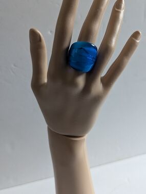Blue Glass Dome Statement Ring - Women Jewelry